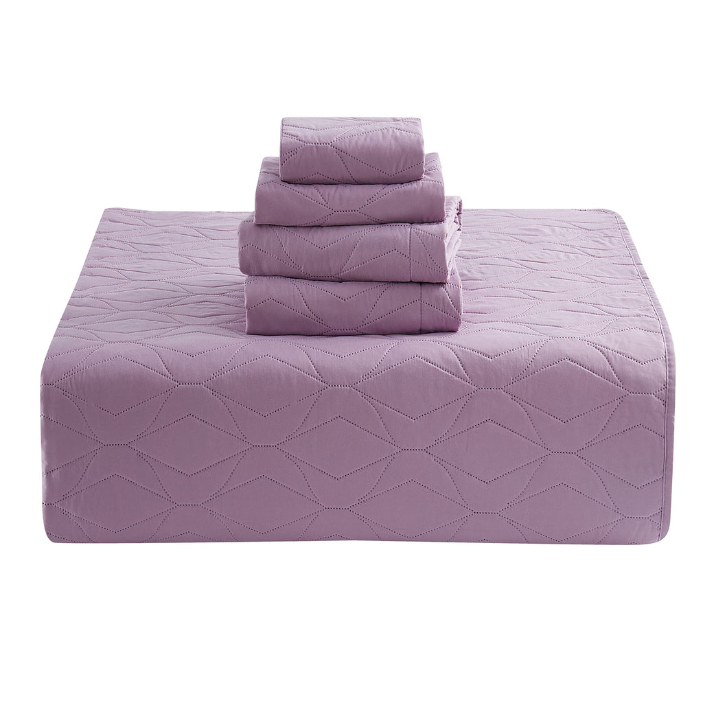 Hearth & Harbor Quilts King Size - All Season Bedspread Coverlet Set, Pinsonic Weave Lightweight Bedding Set - 7 Piece King Quilt Set with Pillow Shams, Ellipse - Lavender Dream
