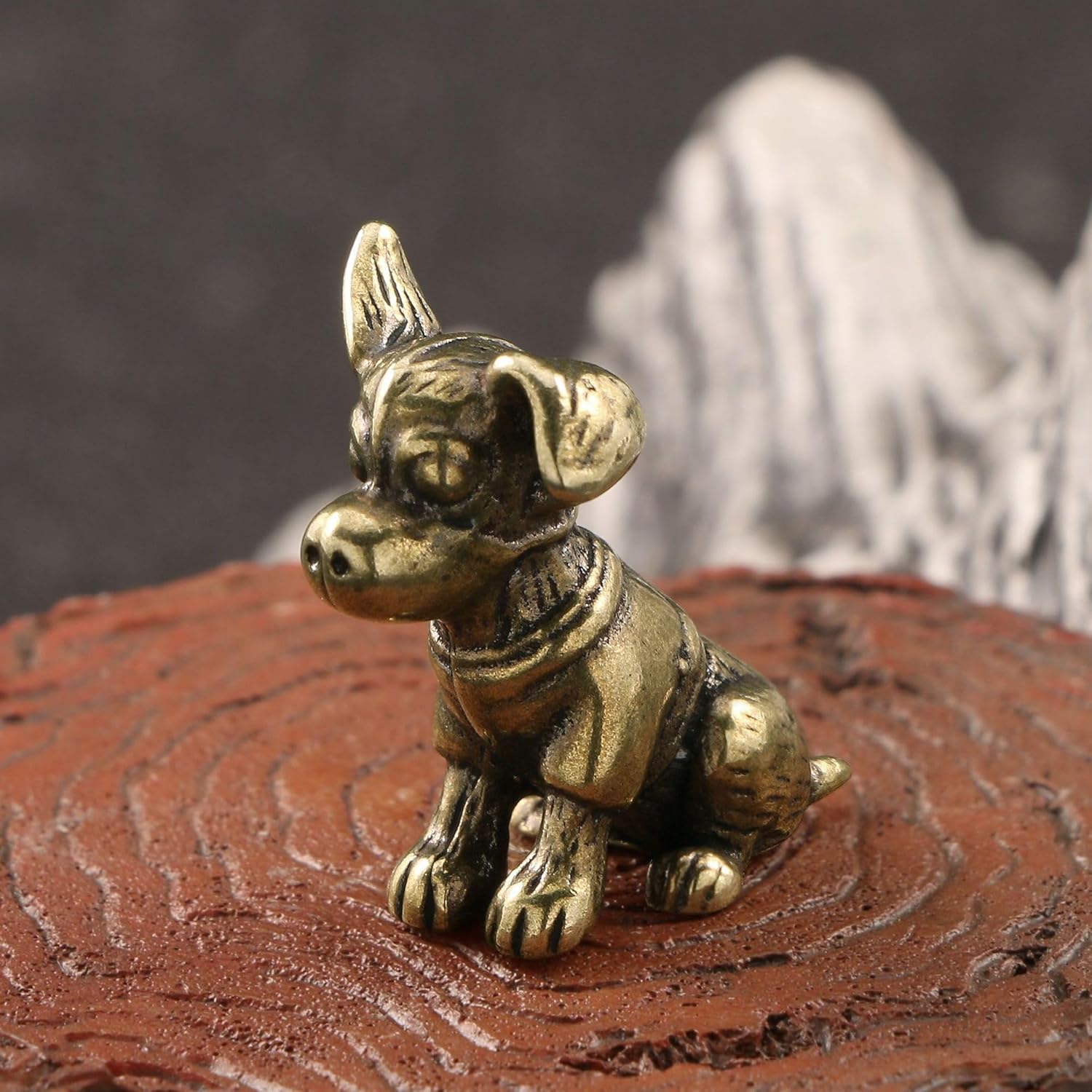 Vintage Brass Dog Figurines by [Brand Name] - Decorative 2-Piece Set for Rustic Home Decor
