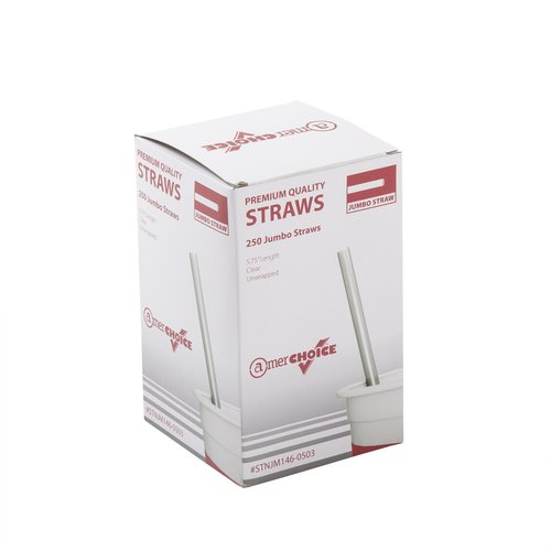 AmerCare 5.75 Inch Jumbo Clear Unwrapped Straws, Case of 12,000