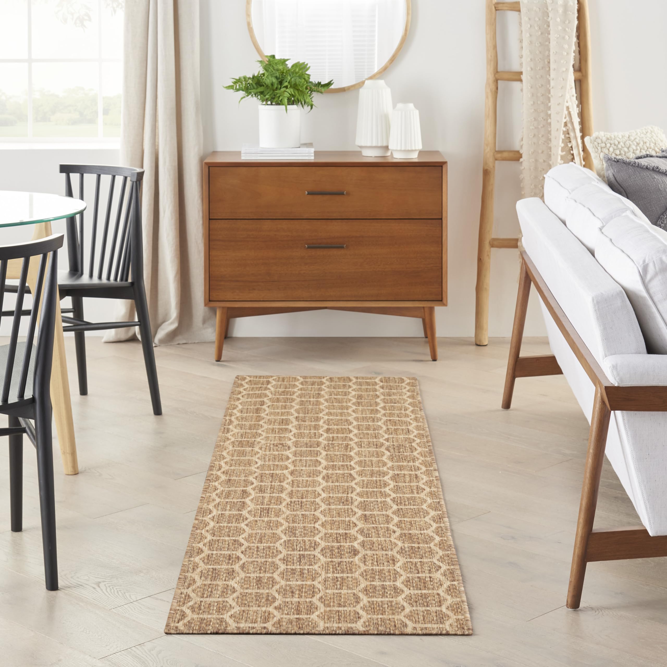 Nourison Home Reversible Indoor Outdoor Natural 4' x 6' Area Rug - Easy Clean, Non Shedding, Bed Room, Living Room, Dining Room, Kitchen (4' x 6')