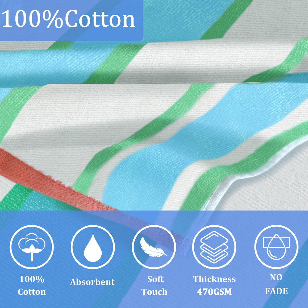 VOOVA & MOVAS Hooded Poncho Towels for Teens (8-16Years), 100% Cotton Thick Poncho Towel for Big Kids, Perfect for Pool, Beach, Bath, Green White Stripe