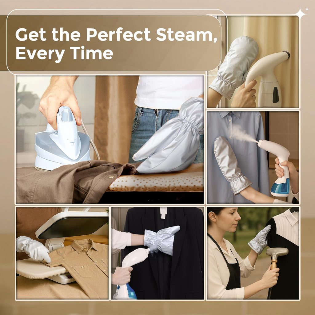 Speedypress Garment Steamer Gloves for Steaming Clothes – Grey Steam Mitt Protects Against Heat – Flexible Hand Mitten for Steam Iron – Ironing Accessories – Waterproof Steamer Mitt Glove (1 Pair)
