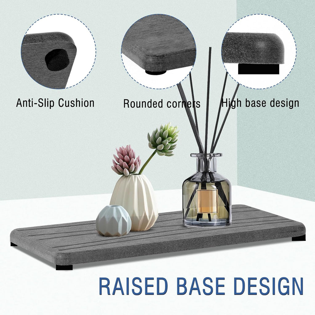 Skiennix Water Absorbing Stone Tray - Fast Drying Diatomite Coasters for Kitchen & Bathroom | 3PCS Set