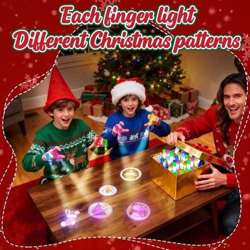 Christmas Advent Calendar with 24 pcs Different Xmas Themed LED Novelty Finger Lights Gifts for Christmas Countdown Calendar Party Favors Toys Stocking Stuffers for Kids Boys Girls Toddlers