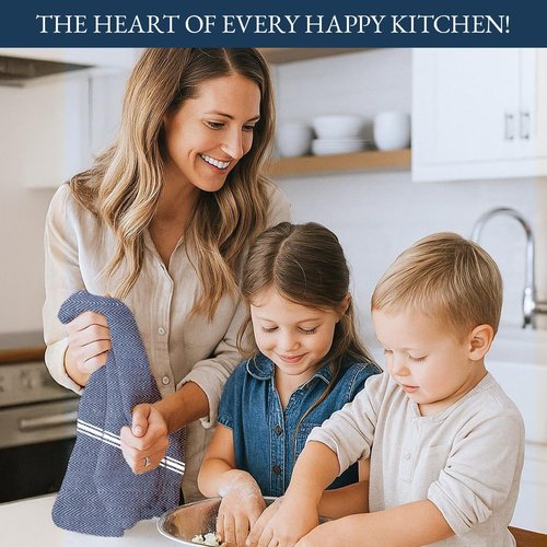 Lane Linen Kitchen Towel Set - 100% Cotton Dish Towels, Lint-Free, 6 Pack, 14"x25", Blue Chambray
