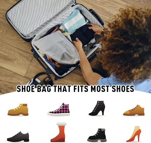 GONGKANGYUAN Shoe Bags for Travel - Flannel Drawstring Pouch for Men & Women | 2 Pack