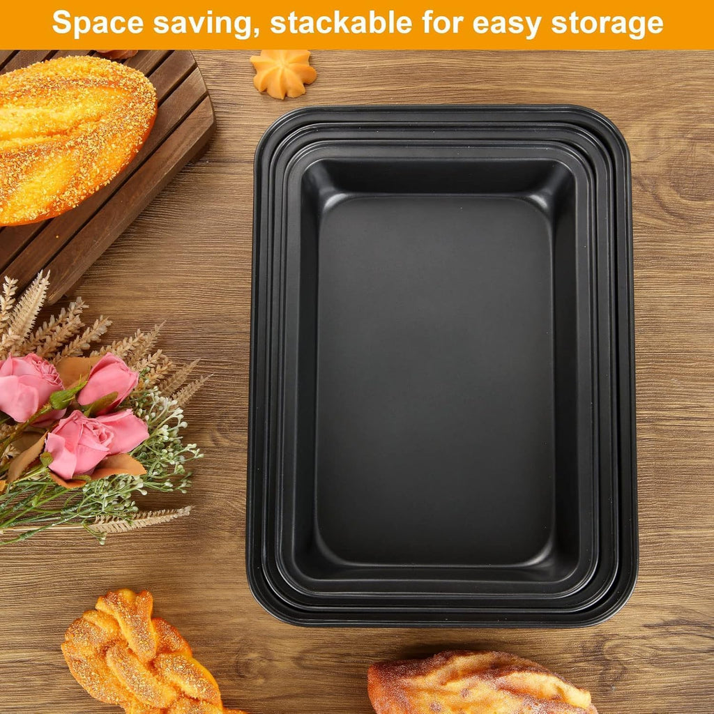 Nonstick Baking Sheets Set of 4 by [Brand Name] - Versatile Cookie Trays for Oven | Dishwasher Safe, Black