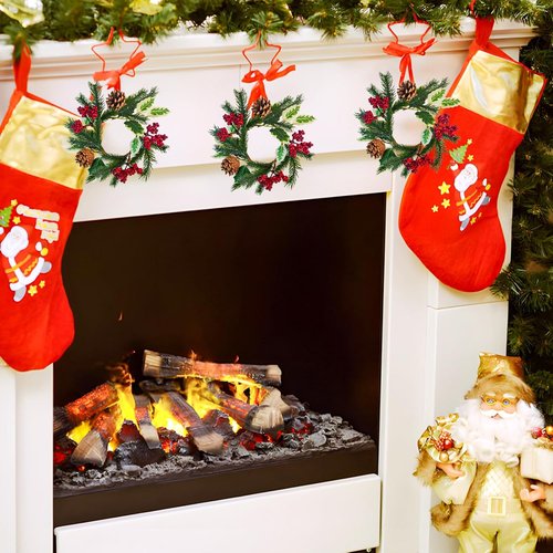 Caxchiling Mini Candle Wreaths - 4 Pcs with Pine Cones for Wedding & Home Decor | Versatile Table & Window Accent