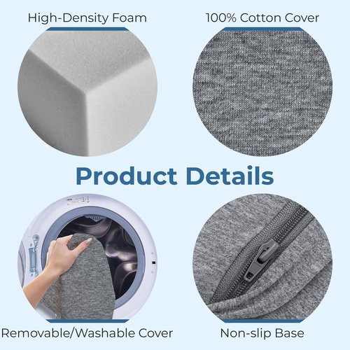 5 STARS UNITED Small Knee Pillow for Side Sleepers – Wedge Firm Foam Support for Belly, Back & Knees – Compact Maternity Cushion for Travel & Pregnancy Relief, Natural Gray