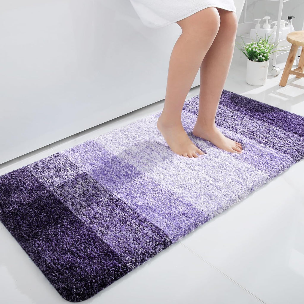 OLANLY Bathroom Runner Rug - Extra Soft Microfiber Mat, Quick Dry & Washable, 47x24, Violet