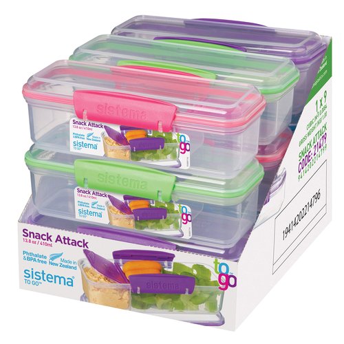 Sistema Snack Attack To Go Snack and Dip Container, 13.6 oz