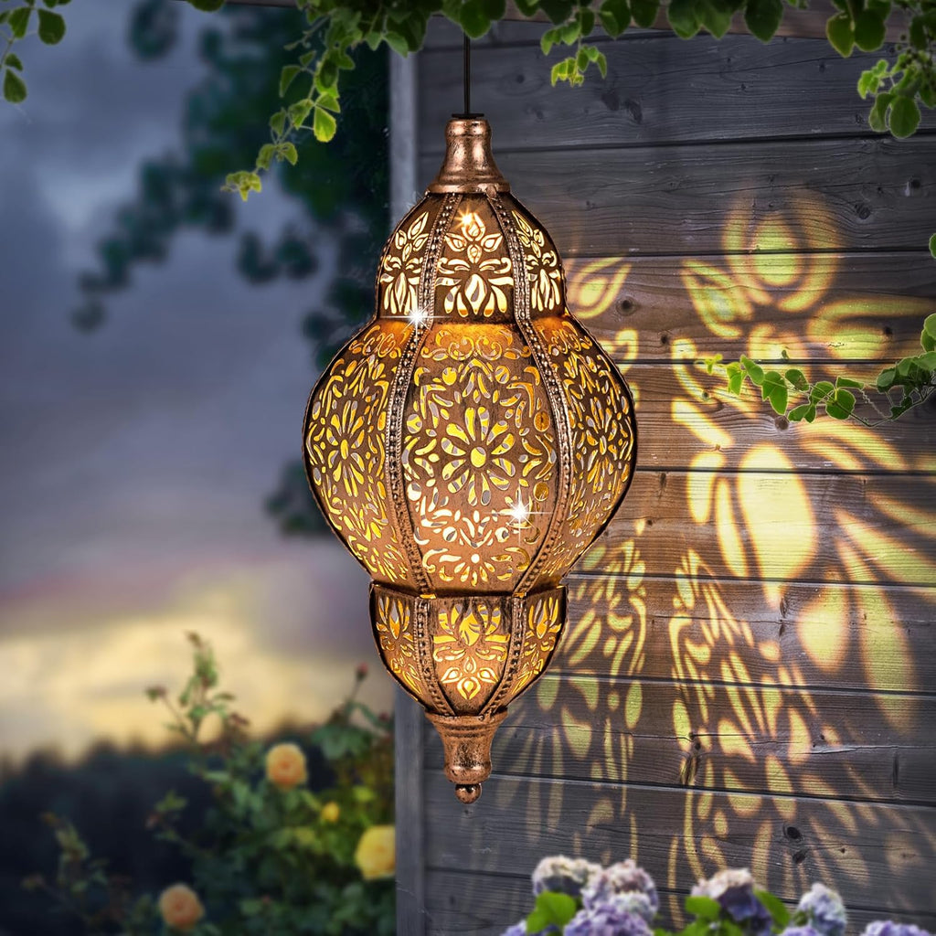 Skiennix Solar Lanterns - Waterproof Hanging Garden Lights | Unique Moroccan Decor for Outdoor Spaces