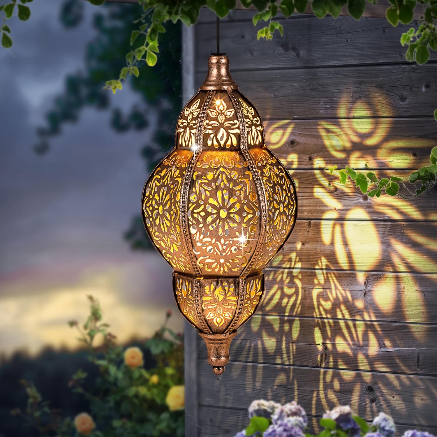 Skiennix Solar Lanterns - Waterproof Hanging Garden Lights | Unique Moroccan Decor for Outdoor Spaces