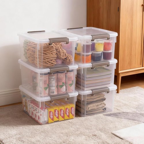 Citylife 17 QT Plastic Storage Bins - Stackable Latching Containers for Organizing Home & Garage
