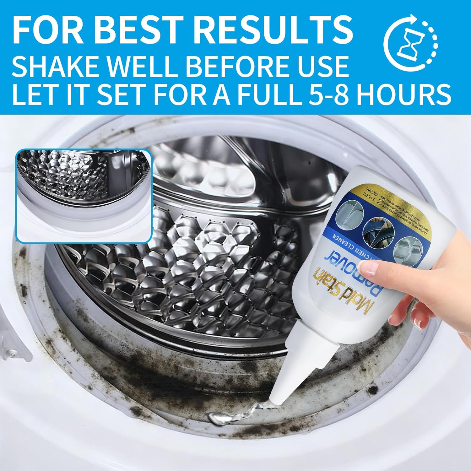 Skiennix Washing Machine Cleaner - Heavy Duty Stain Removal Gel for Appliances & Grout (7 fl oz)