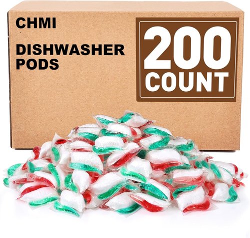 CHMI Dishwasher Pods - 200 Count Stain & Grease Removal | No Pre-Rinsing Needed