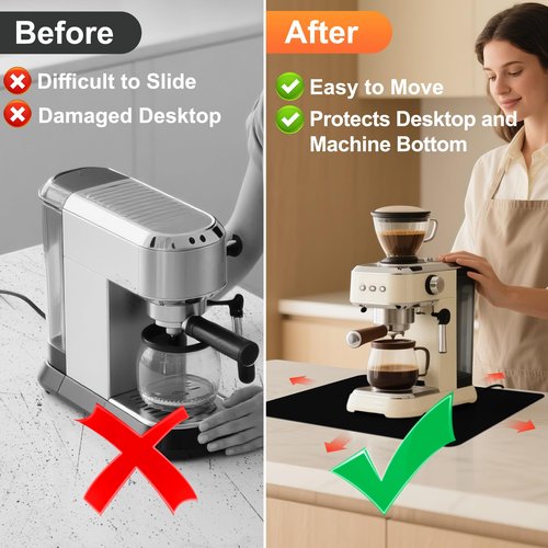 14" x 10" Small Appliance Slider for Countertop, Sliding Tray for Kitchen Appliances, 360° Rotating Sliding Pad for Coffee Maker, Heat Resistant Mat Cut to Fit Stand Mixer, Air Fryer, Microwave