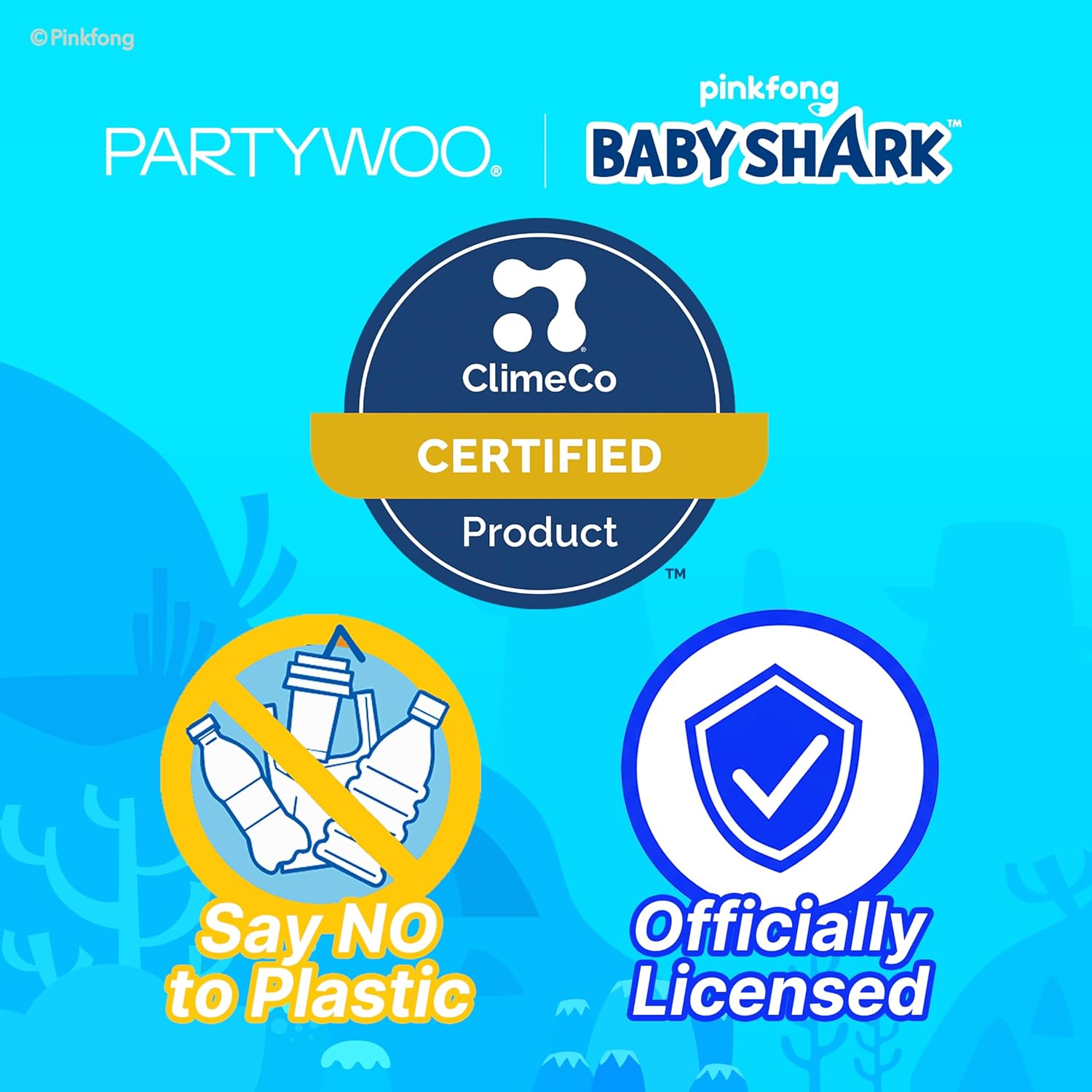 PartyWoo Baby Shark Blue Foil Number 2 Balloon - 5pcs 18-Inch Round Mylar Helium Balloons for Kids' Birthday Party Decorations