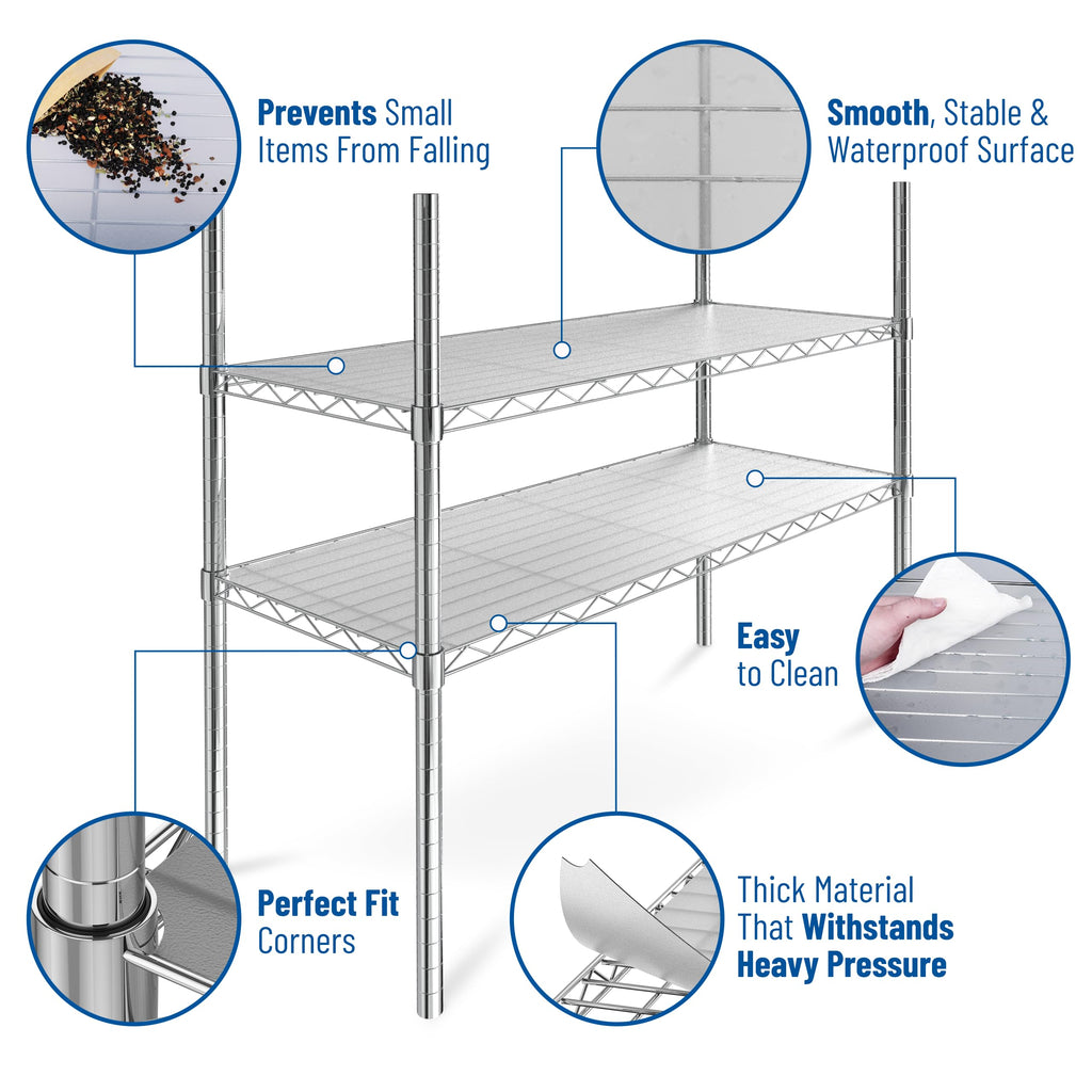 Sterling Shelf Liners for Wire Shelf System - Plastic Wire Shelving Shelf Mats - Clear, 24x48 Inch 4pcs