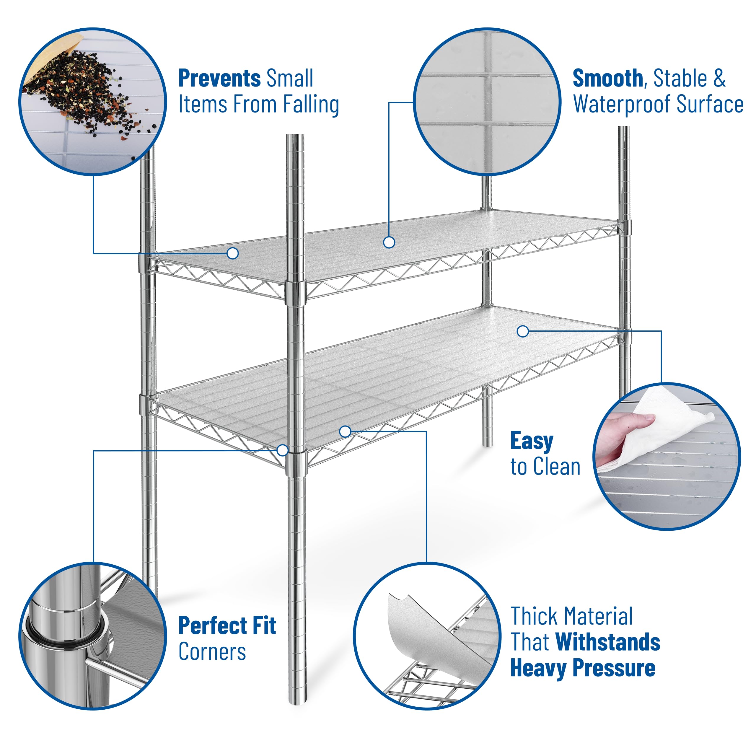 Sterling Shelf Liners for Wire Shelf System - Plastic Wire Shelving Shelf Mats - Clear, 24x48 Inch 4pcs