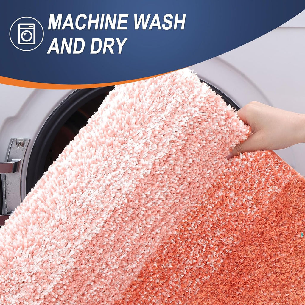OLANLY Bathroom Runner Rug - Extra Soft Microfiber Mat with Rubber Backing | 47x17, Quick Dry, Coral