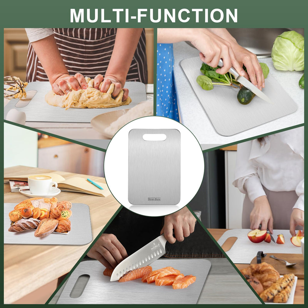 Stron-Dura Cutting Board, Stainless Steel Cutting Board, Foodgrade Cutting Boards for Kitchen, Titanium Cutting Board for Meat,Fruit, Vegetables, Double Side Use, Odor free, L, 15" *11"