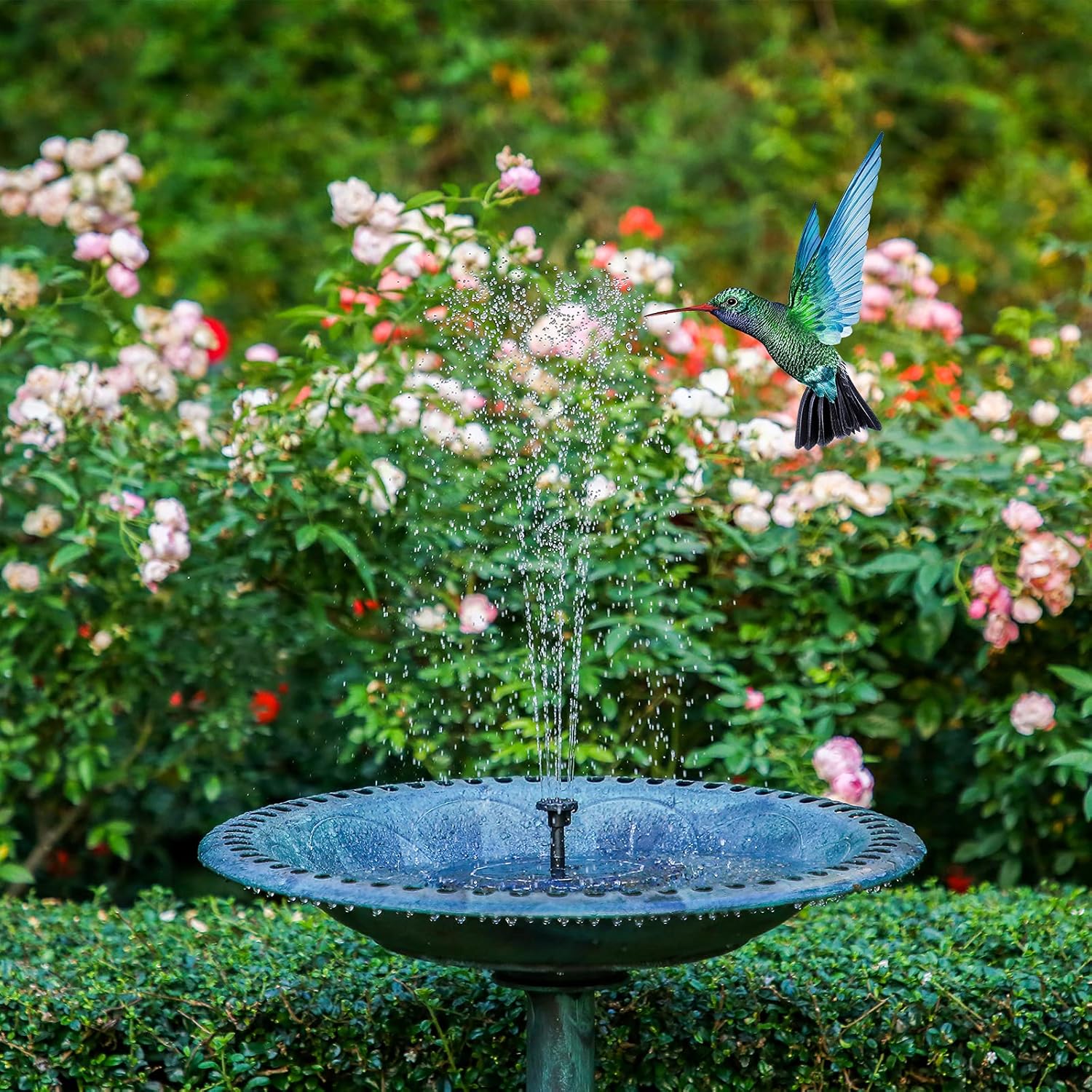 AISITIN Solar Garden Fountain - 3.5W Floating Pump with 6 Nozzles for Bird Bath & Aquarium