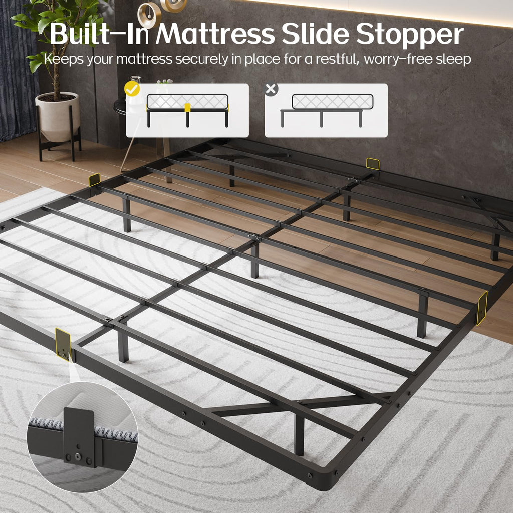 Liians King Size Floating Bed Frame with Smart LED Lights and USB Charging Station, Modern Sturdy Metal Platform, Noise Free, No Box Spring Needed Easy Assembly