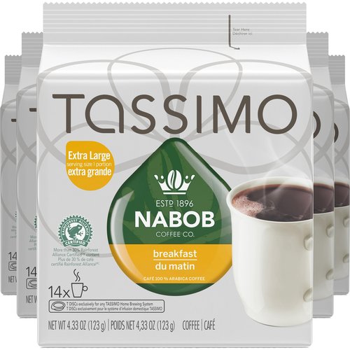 Tassimo Nabob Breakfast Blend Coffee, 70 T-Discs (5 Boxes of 14 T-Discs) {Imported from Canada}