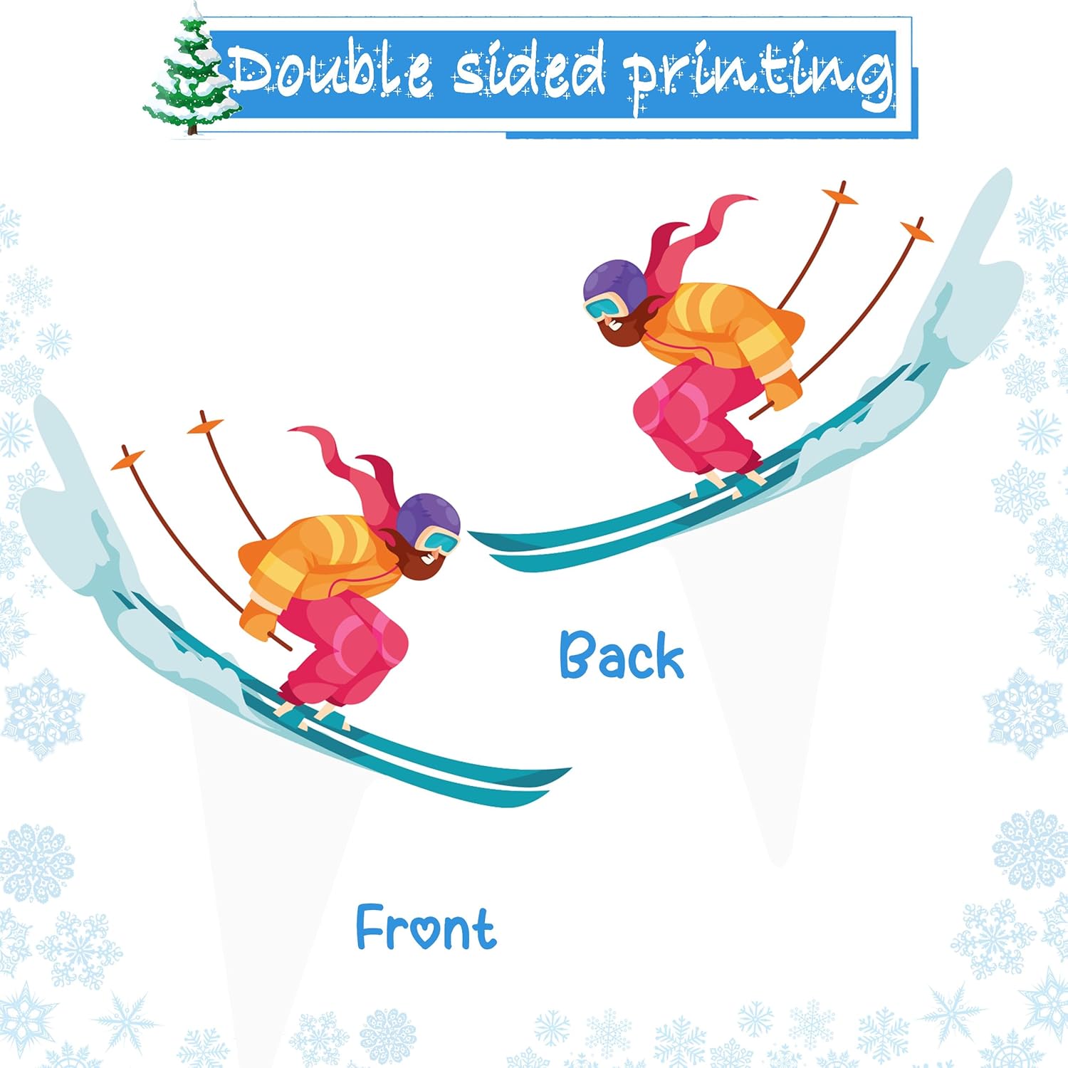 Skiennix Skiing Cupcake Toppers - 48Pcs Winter Party Decorations | Snowboard Birthday Picks