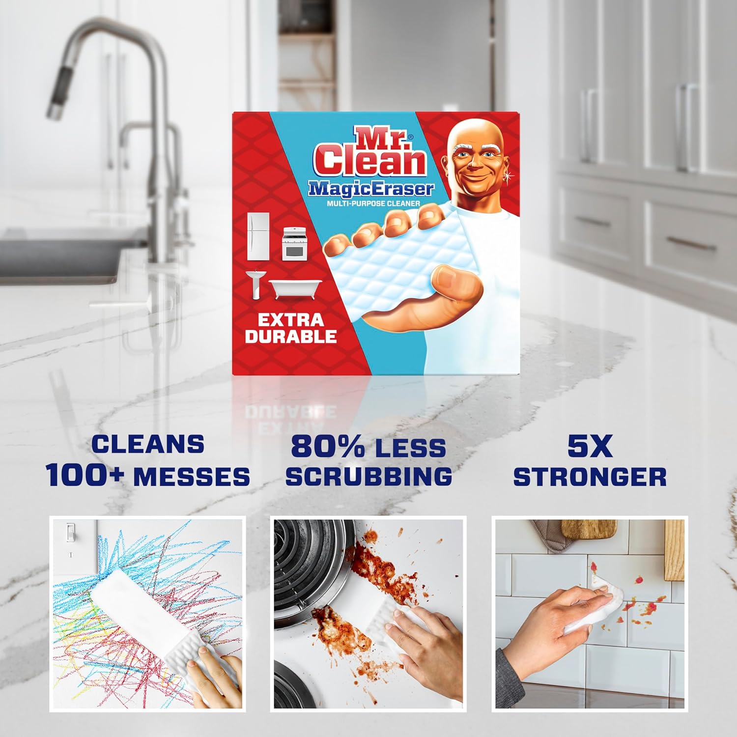 Mr. Clean Magic Eraser - Extra Durable Multi-Purpose Cleaner | 10 Count Pack of 4