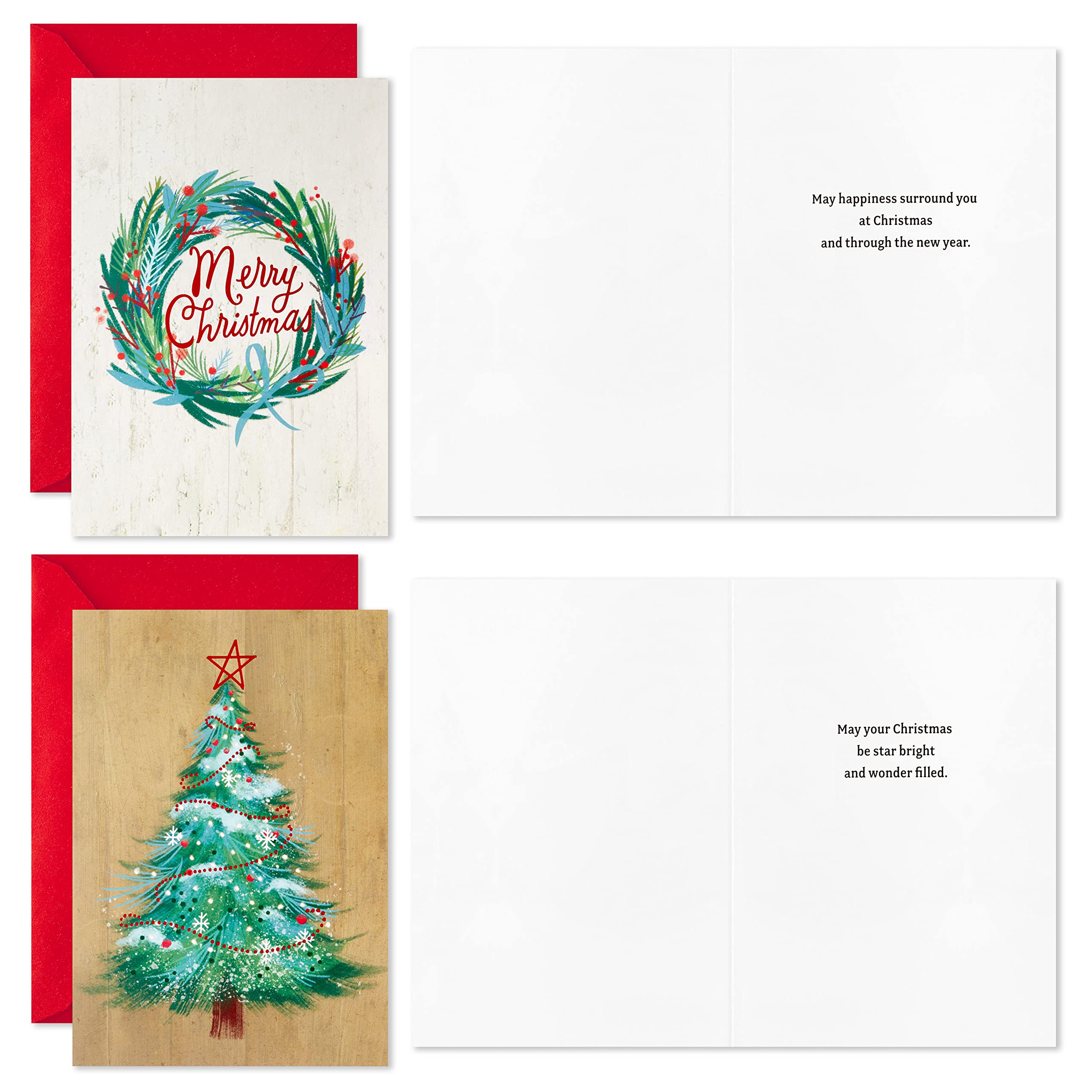 Hallmark Boxed Christmas Cards Assortment, Rustic Happy Holidays (4 Designs, 16 Cards and Envelopes)
