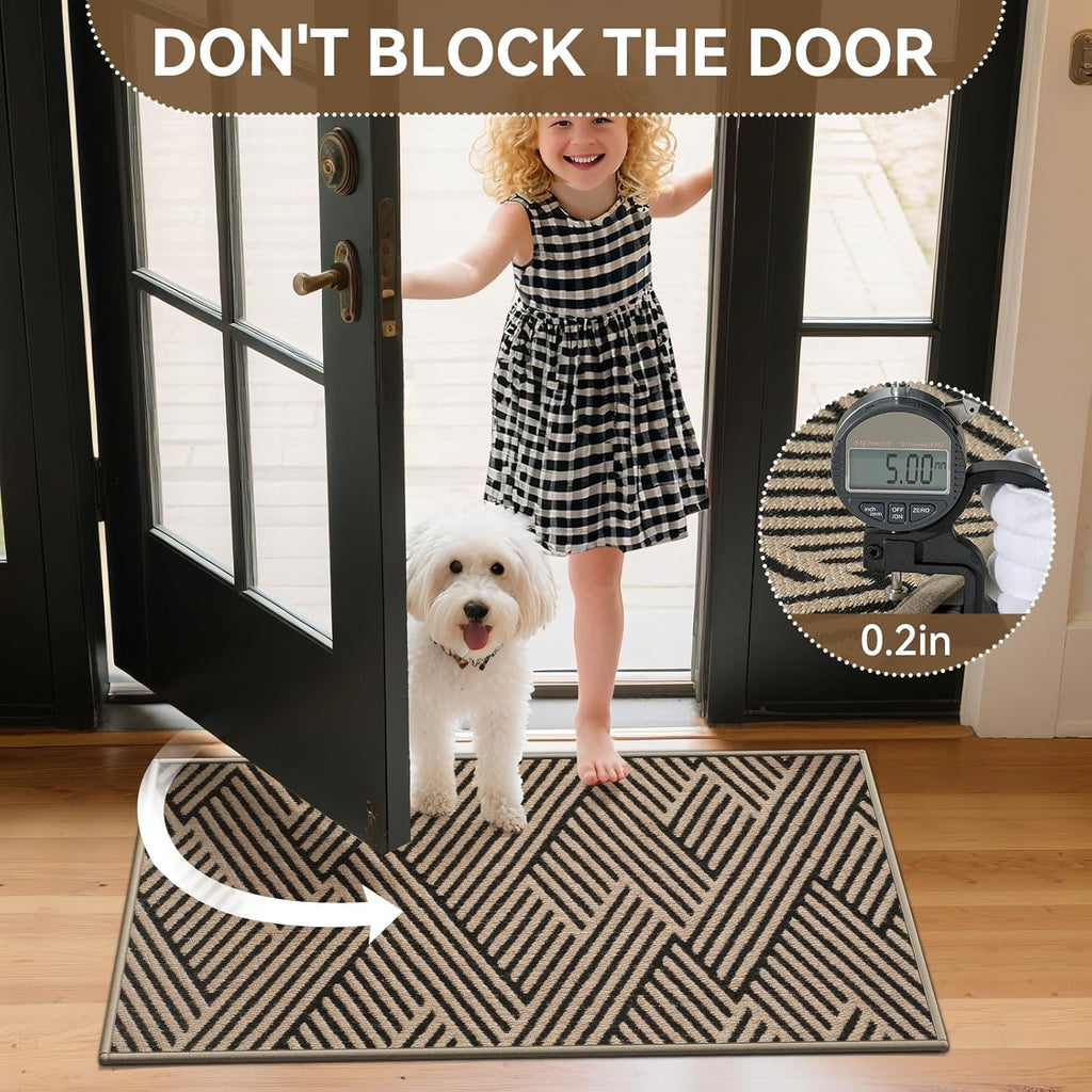 Regine Switzerland Door Mat - Low-Profile Non-Slip Indoor/Outdoor Entryway Mat | 17"x30", Brown, Washable & Dirt Resistant
