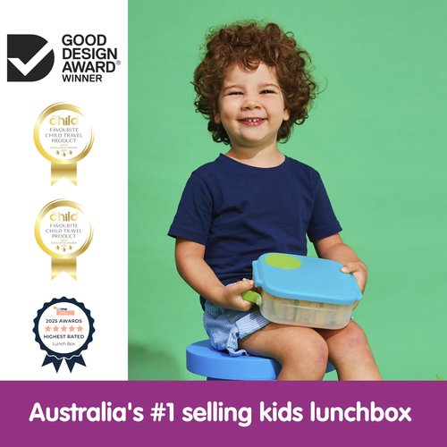 b.box Mini Lunch Box - 4.25 Cup Leak Proof Bento Box for Kids Ages 3+, 3 Compartment Snack Containers, School Lunch Container, Dishwasher Safe, BPA-Free, PFAS-Free - Ocean Breeze