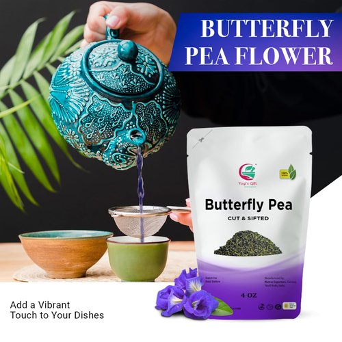 Butterfly Pea Flower 4 oz, Loose Leaf Cut & Sifted (300+ Cups), Non-GMO Dried Flowers, Natural Blue, Purple Drinks & Food Coloring, Premium Quality, By Yogi’s Gift®