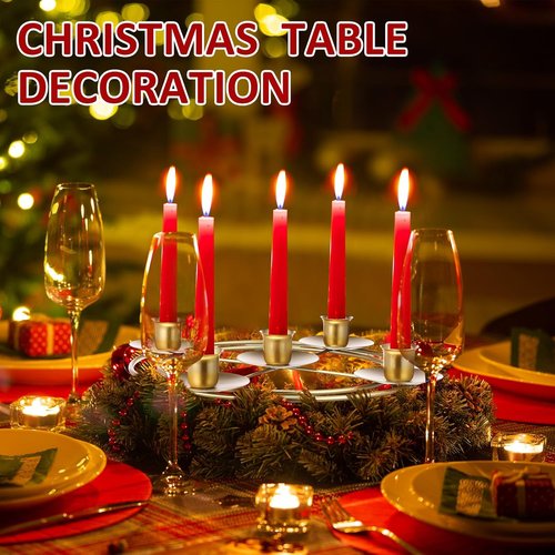 Jingmore Christmas Advent Candle Holders - Rustic Metal Wreath Ring for Pillar Candles | 2 Pcs Set