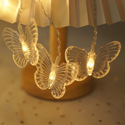 Butterfly Curtain Lights, 6.6ft 48 LED 10 Butterflies USB 8 Modes Window Fairy Lights Twinkle String Lights with Remote Timer for Bedroom Wedding Party Holiday Decor (Warm White)