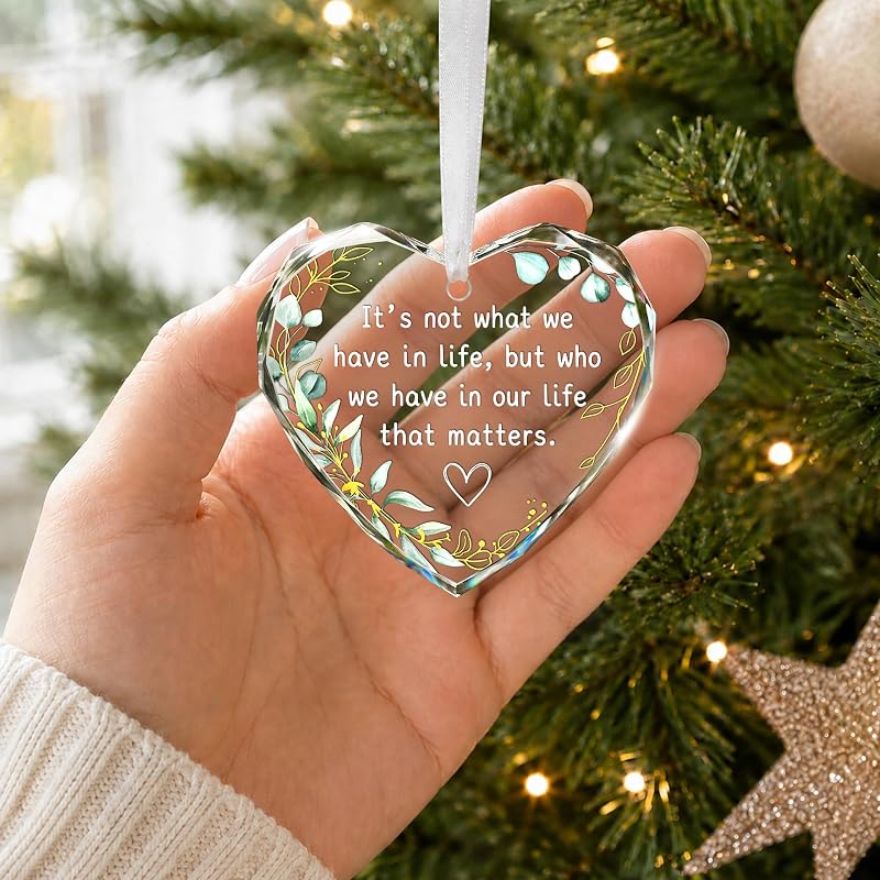 Friendship Ornament for Women - Clear Glass Heart Christmas Keepsake, Variation of THIS Listing: Friendship 2