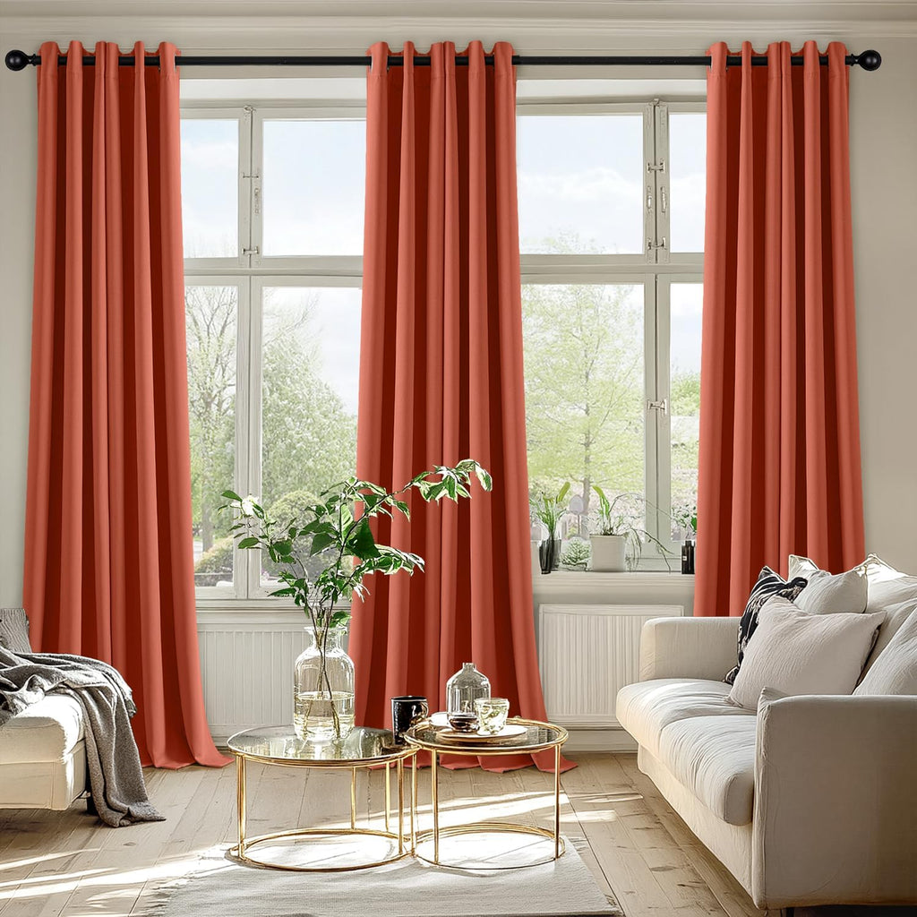 MIULEE Burnt Orange Blackout Curtains - 90-Inch Thermal Insulated Drapes for Bedroom & Living Room