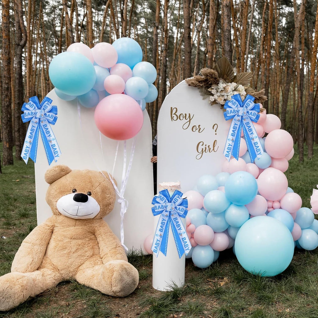 Skiennix Large Blue Baby Shower Bow - Perfect Welcome Home Decoration for Boys | Indoor/Outdoor Use