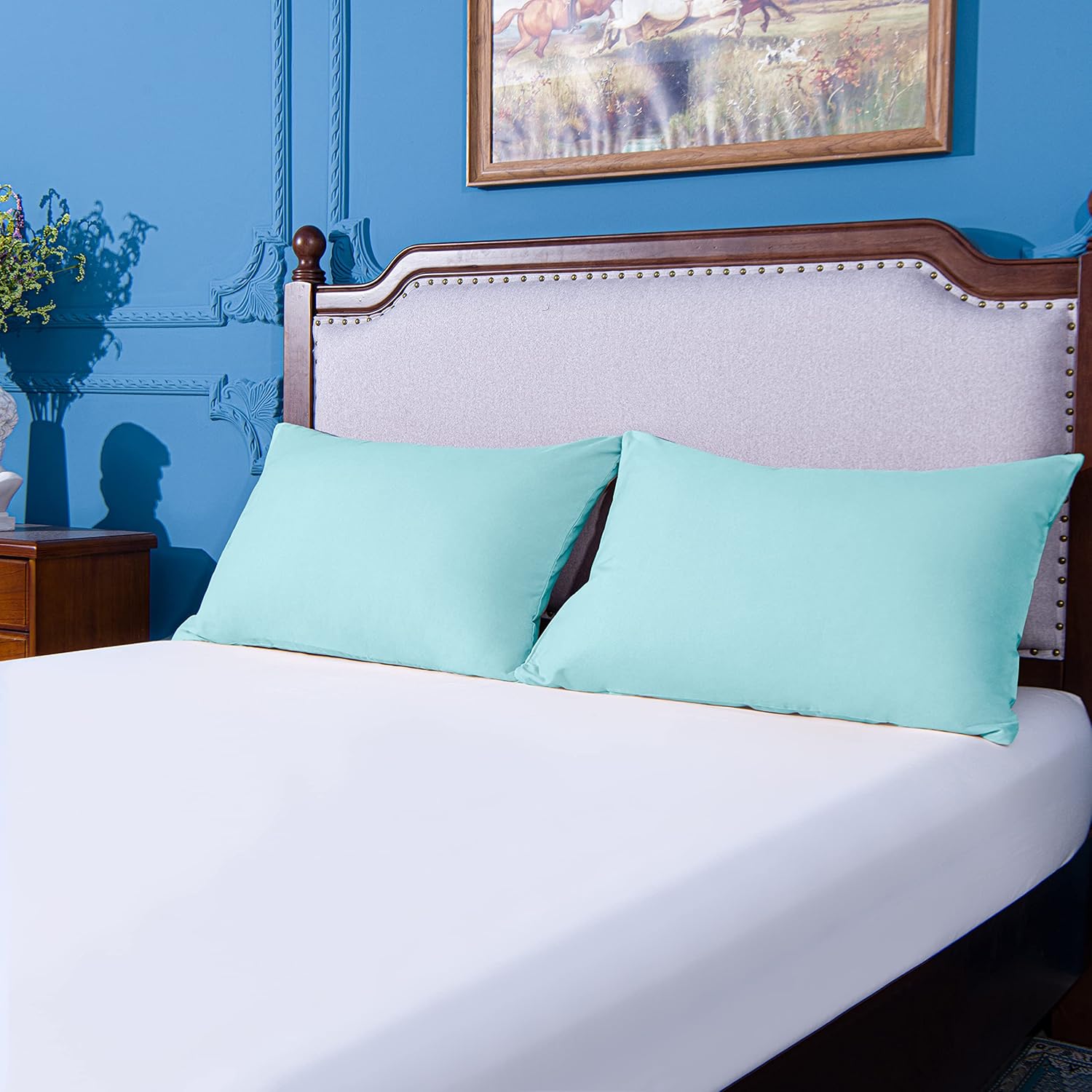 NTBAY Pillowcase Set - 2 Pack Soft Brushed Microfiber Aqua Pillowcases | Wrinkle-Free, Fade-Resistant, 20x26 Inches