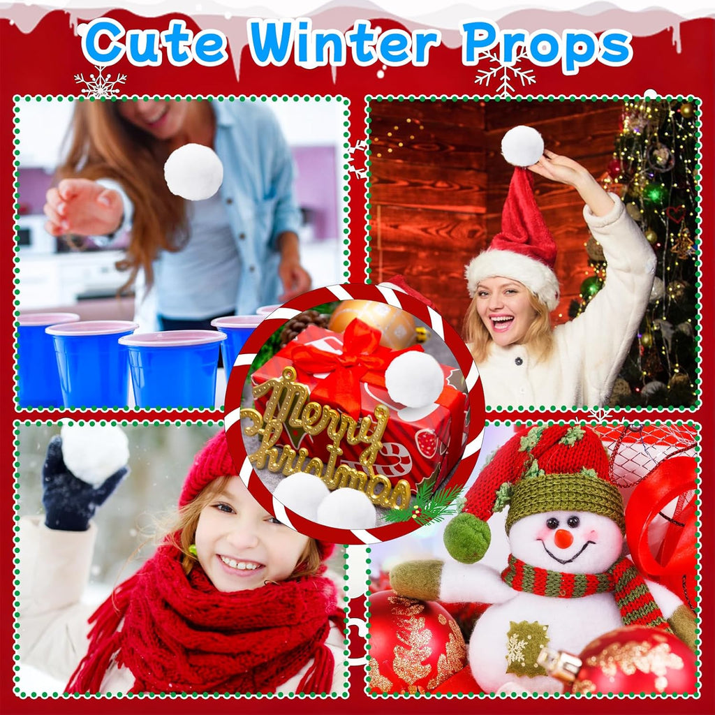 Skiennix 50 Pcs Fake Snow Balls - Soft Plush 2.4 Inch Indoor/Outdoor Winter Decor & Party Supplies