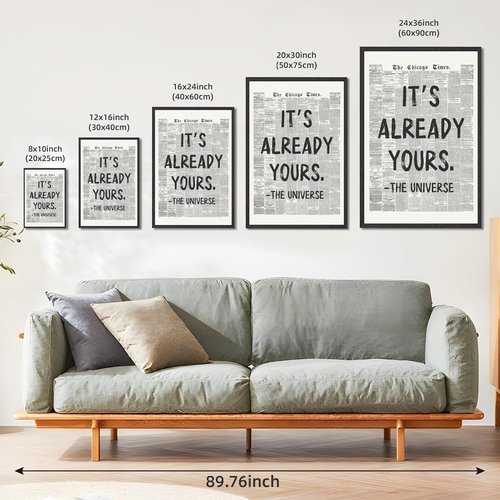 Licpach Retro Black and White Newspaper Wall Art - Inspirational Quote Poster | Motivational Canvas Print 8x12 Inch with Black Frame