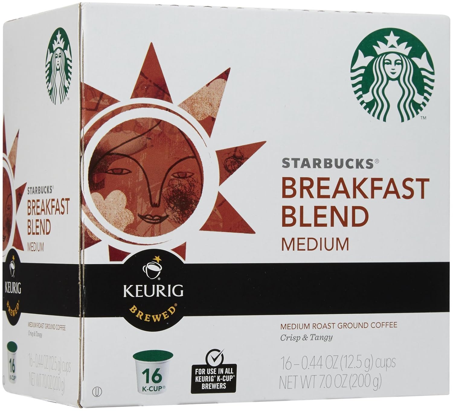 Starbucks Breakfast Blend K-Cup Pods - Smooth & Rich Coffee for Keurig Brewers | 16 Count