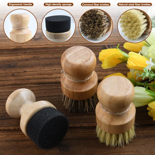 LEONTOOL 3 Pcs Cutting Board Oil Wax Applicator and Scrub Brush Set Natural Bamboo Wood Applicator for Mineral Oil Boards, Wooden Butcher Blocks, Spatulas, Spoons, Wooden Worktops, Utensil Care