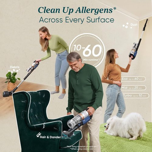 LEVOIT Cordless Vacuum Cleaner - HEPA Filter, Tangle-Resistant Design, 60 Mins Runtime, Lightweight & Powerful Suction | LVAC-300