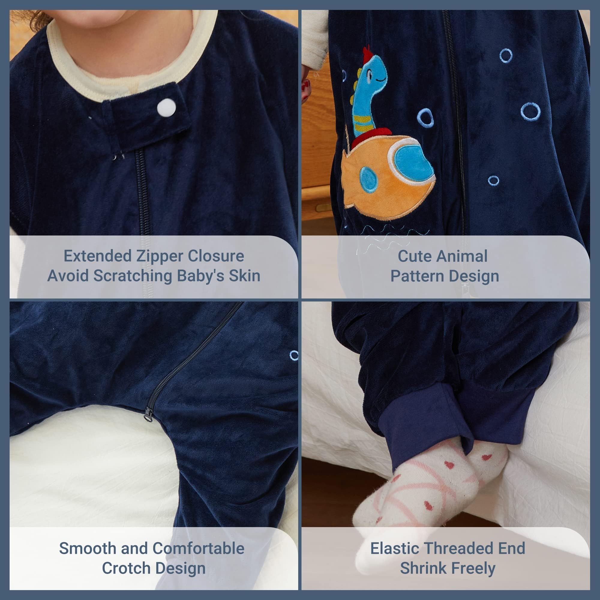 MICHLEY Kids Sleeveless Zipper Sleeping Bag, Autumn Winter Sleeping Sack Polyester Wearable Blankets for Boy Girl, Dragon, L