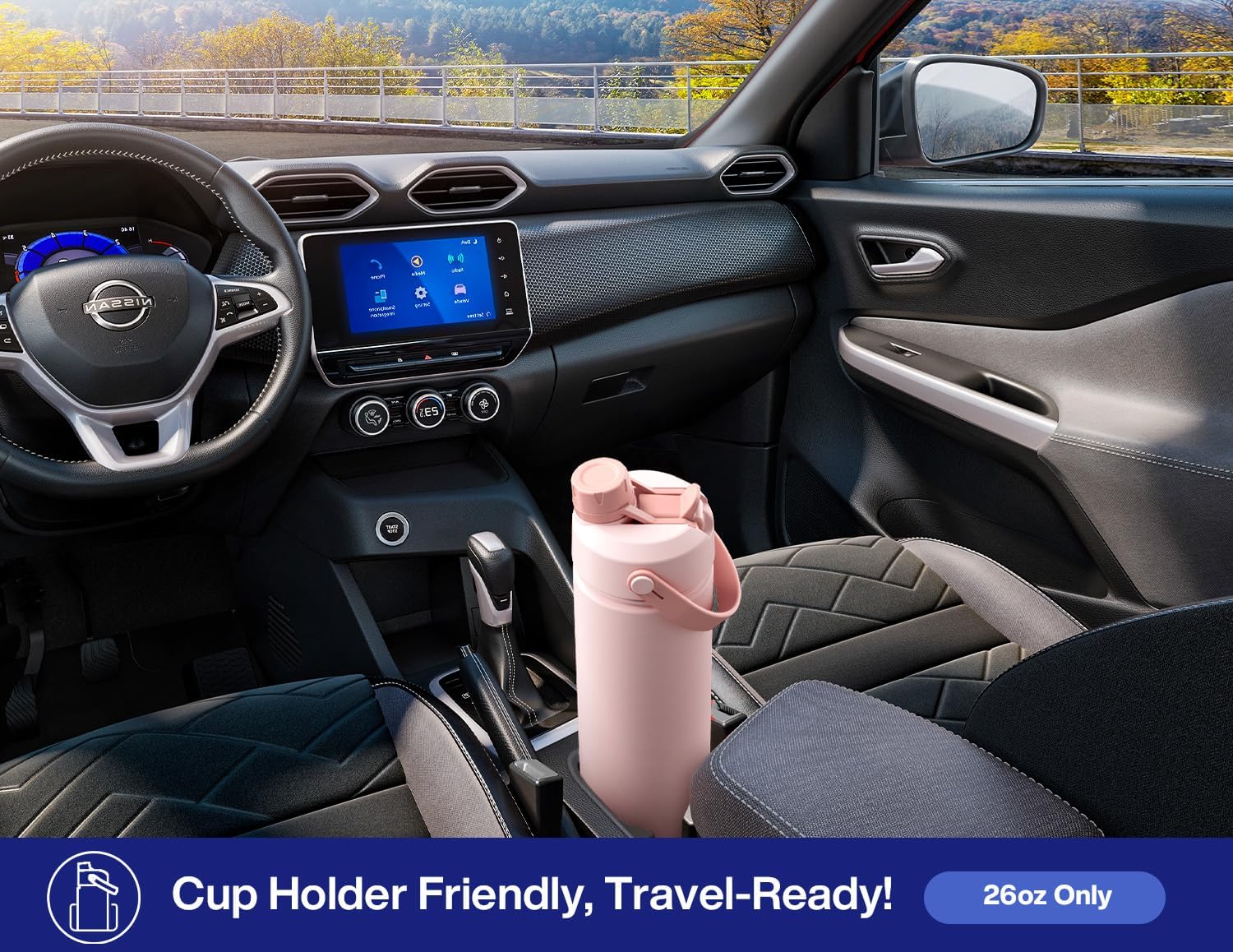 POWCAN 26 oz Insulated Water Bottle - 2-in-1 Straw & Spout Lid | Keeps Drinks Cold 24H, Leak-Proof, Fits Car Cup Holder (Coastline)