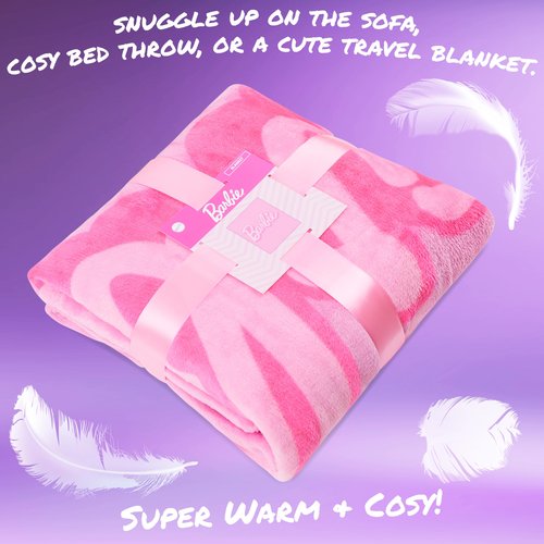 Barbie Fleece Throw Blanket, Cozy Soft Bed Throw Bedroom Decor Plush Throw Comforter 59 x 51 inches for Bedroom Travel Sleepovers, Cute Gifts