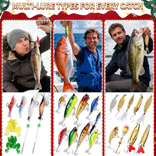 Fishing Advent Calendar 2025 - 24 Days of Fishing Lures Countdown | Perfect Xmas Gift for Dad & Men